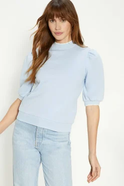 Sale Oasis Scallop Short Sleeve Sweatshirt Blue