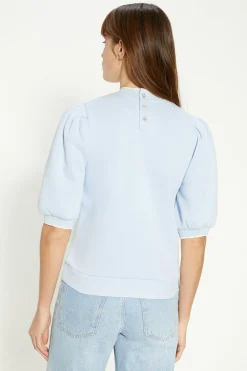 Sale Oasis Scallop Short Sleeve Sweatshirt Blue