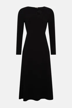 Discount Oasis Scuba Crepe Bow Detail Midi Dress Black