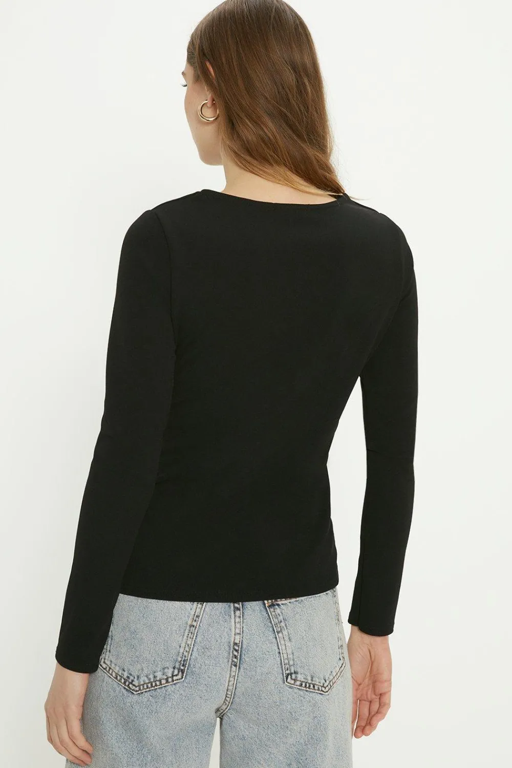 Online Oasis Scuba Crepe Bow Detail Top Black