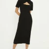 Outlet Oasis Scuba Crepe Cut Out Neck Dress Black