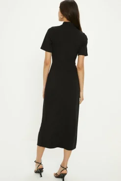 Outlet Oasis Scuba Crepe Cut Out Neck Dress Black