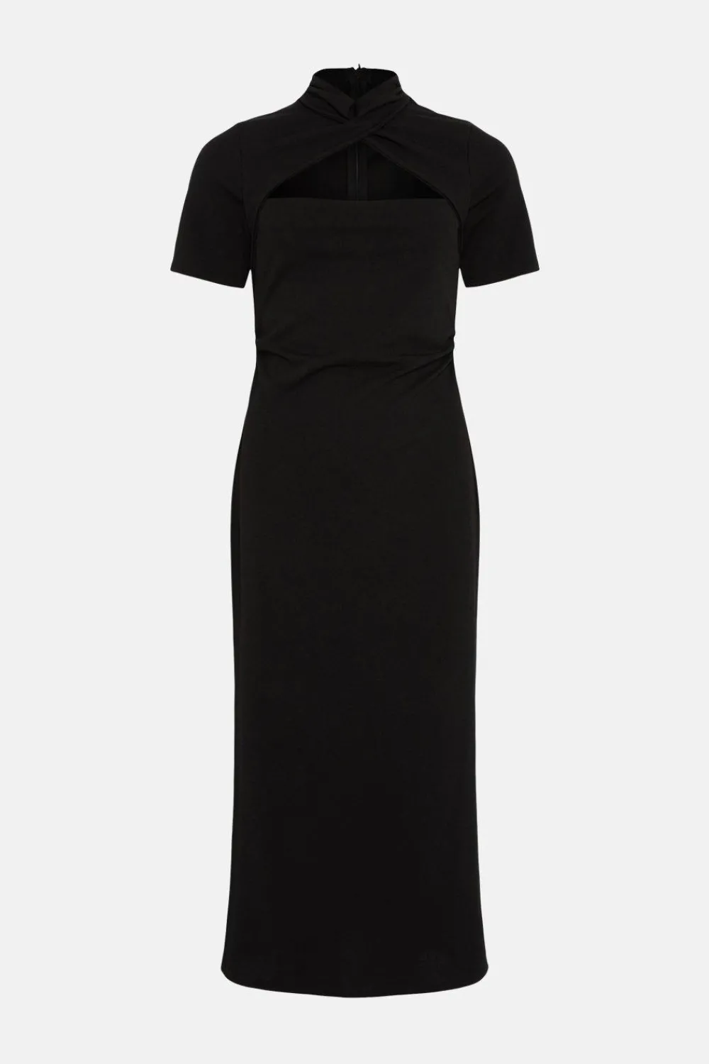 Outlet Oasis Scuba Crepe Cut Out Neck Dress Black