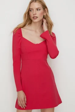 Best Oasis Scuba Crepe Sweetheart Neck Mini Dress Pink