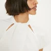 Outlet Oasis Scuba Crepe Twist Neck Top Ivory