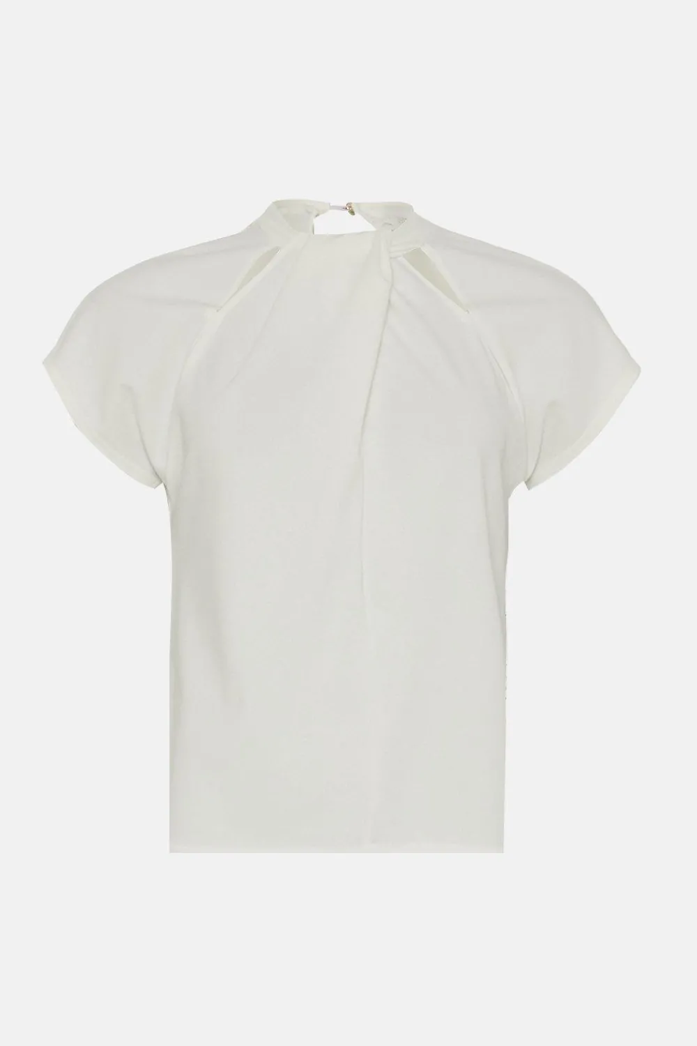 Outlet Oasis Scuba Crepe Twist Neck Top Ivory