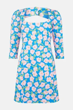 Hot Oasis Scuba Shift Mini Dress Blue