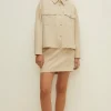 Sale Oasis Seam Detail Tailored Stretch Aline Skirt Beige