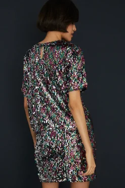 Clearance Oasis Sequin Boxy Short Sleeve T-Shirt Multi