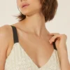 Online Oasis Sequin Daisy Check Mini Dress Ivory