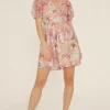 Outlet Oasis Sequin Embroidered Floral Mesh V Neck Skater Dress Nude
