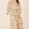 Hot Oasis Sequin Floral V Neck Midi Dress Nude