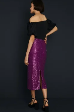 Outlet Oasis Sequin Midi Skirt Pink