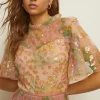 Fashion Oasis Sequin Watercolour Mesh Maxi Dress Apricot