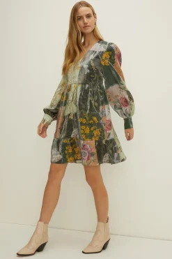 Best Oasis Shimmer Butterfly Printed Smock Dress Multi