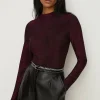 Fashion Oasis Shimmer Long Sleeve Top Burgundy