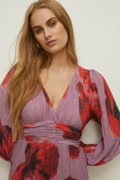 Discount Oasis Shimmer Plisse V Neck Maxi Dress Lilac