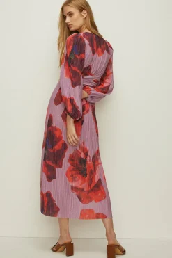 Discount Oasis Shimmer Plisse V Neck Maxi Dress Lilac