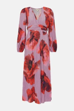 Discount Oasis Shimmer Plisse V Neck Maxi Dress Lilac