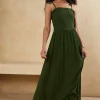 Discount Oasis Shirred Strappy Maxi Dress Navy
