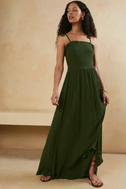Discount Oasis Shirred Strappy Maxi Dress Navy