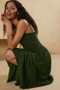 Discount Oasis Shirred Strappy Maxi Dress Navy