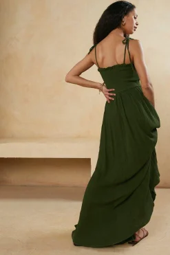 Discount Oasis Shirred Strappy Maxi Dress Navy