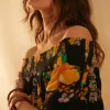 Outlet Oasis Short Sleeve Floral Bardot Mini Dress Black