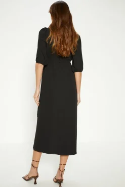 Best Oasis Short Sleeve Midi Wrap Dress Black