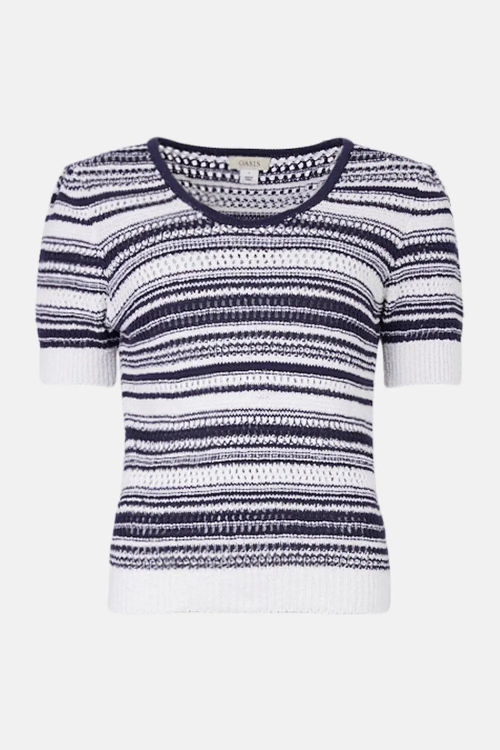 Fashion Oasis Short Sleeve Textured Stripe Knitted Top Lime