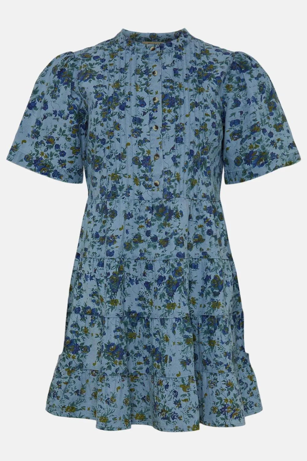 Best Oasis Short Sleeved Pintuck Printed Mini Dress Floral