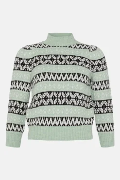 Clearance Oasis Shrunken Fairisle Knitted Jumper Pink