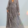 Sale Oasis Sketchy Floral Ruched Button Front Maxi Dress Vintage Blue