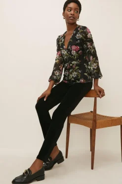 Online Oasis Skinny Velvet Trouser Burgundy