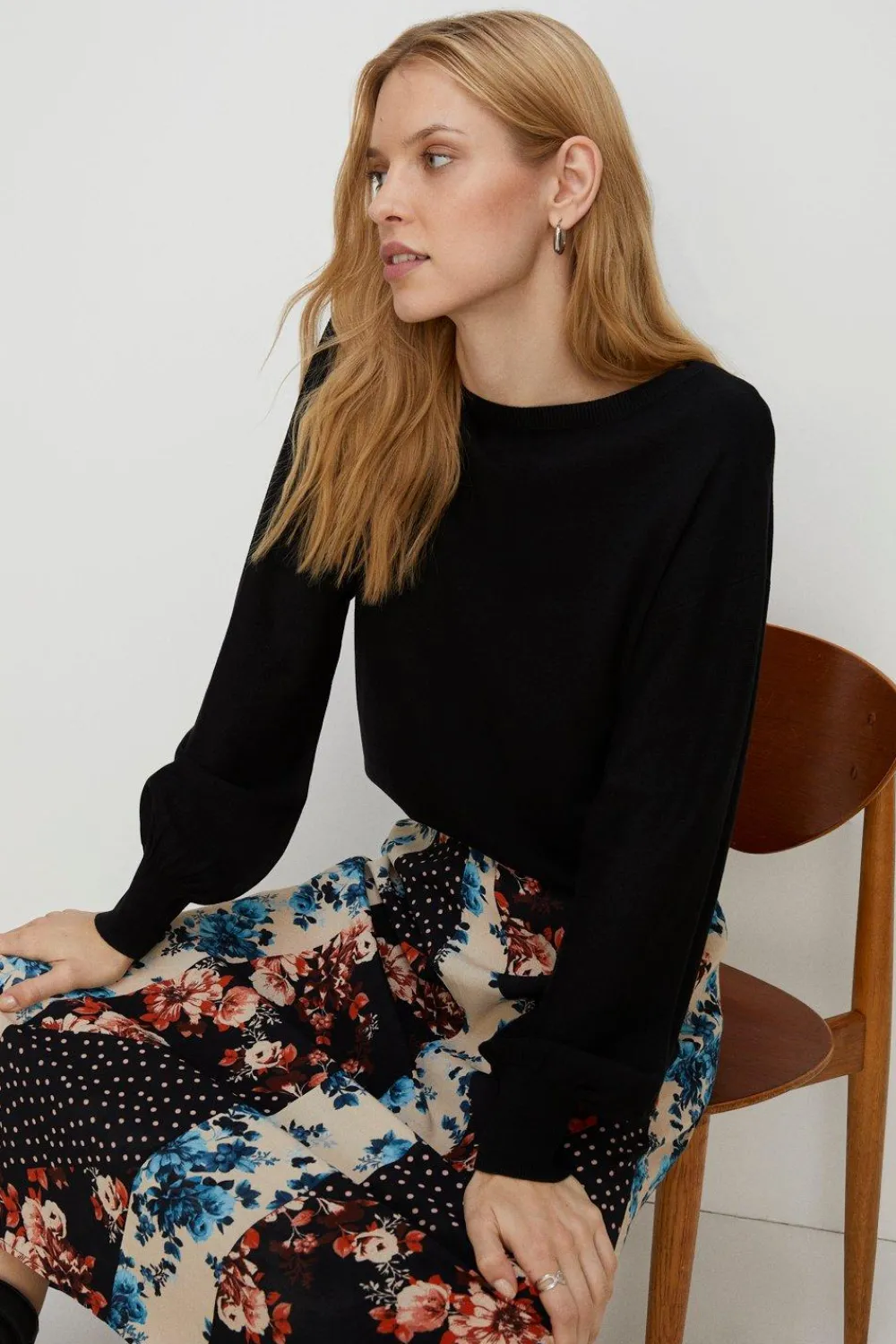 Outlet Oasis Slash Neck Knitted Jumper Black