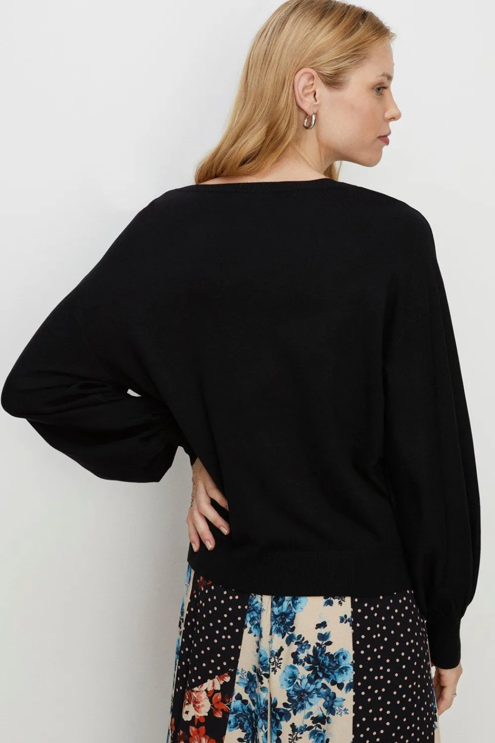 Outlet Oasis Slash Neck Knitted Jumper Black