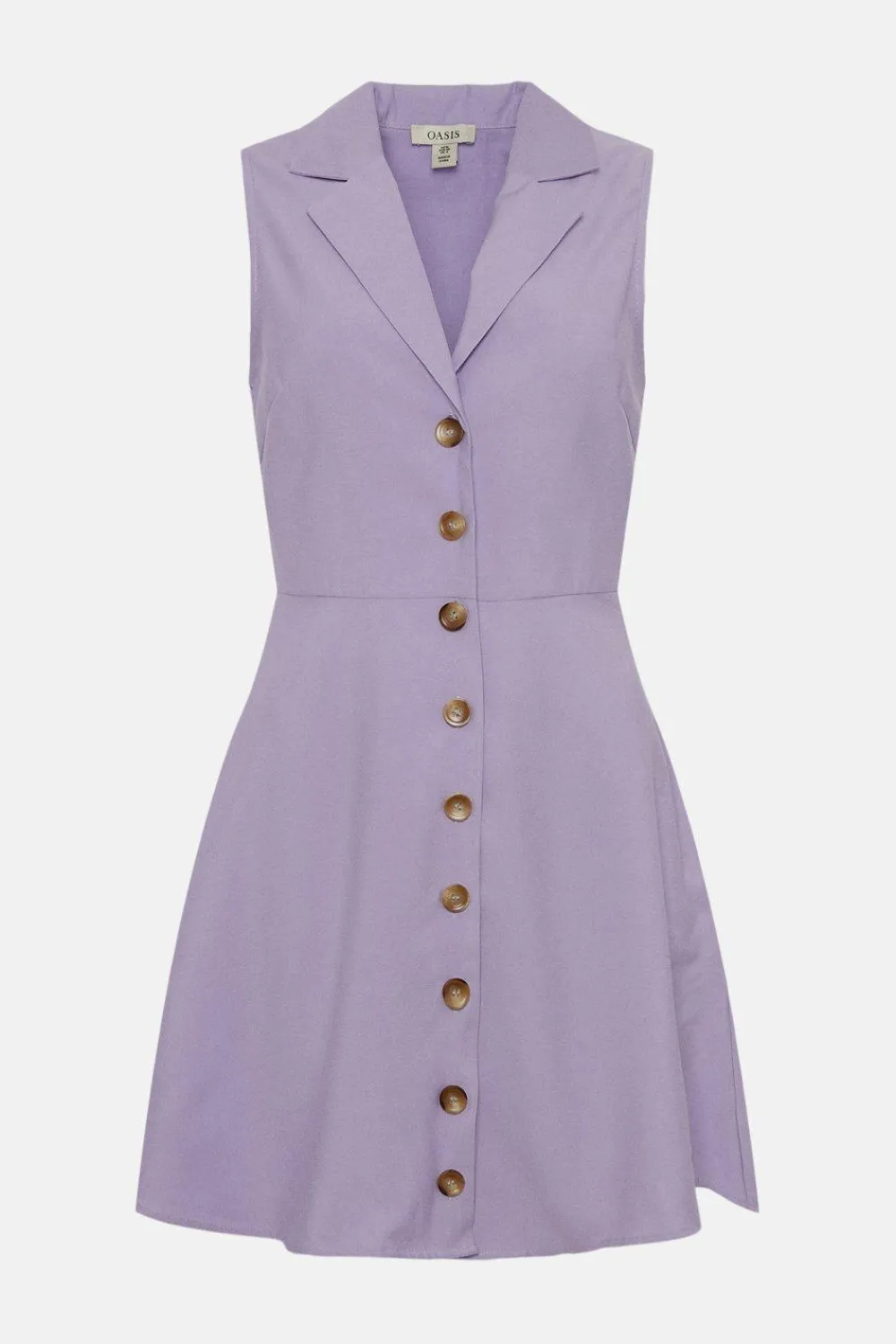 Outlet Oasis Sleeveless Collared Linen Look Mini Dress Lilac