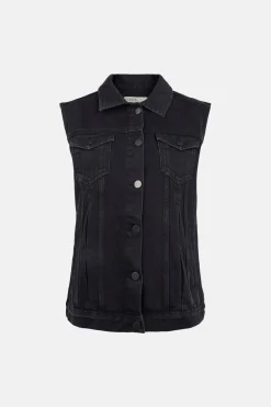 Best Oasis Sleeveless Denim Jacket Black