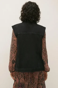 Best Oasis Sleeveless Denim Jacket Black
