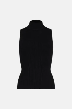 Online Oasis Sleeveless Funnel Neck Jumper Black