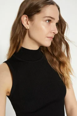 Online Oasis Sleeveless Funnel Neck Jumper Black
