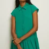Outlet Oasis Sleeveless Tiered Frill Skater Dress Green