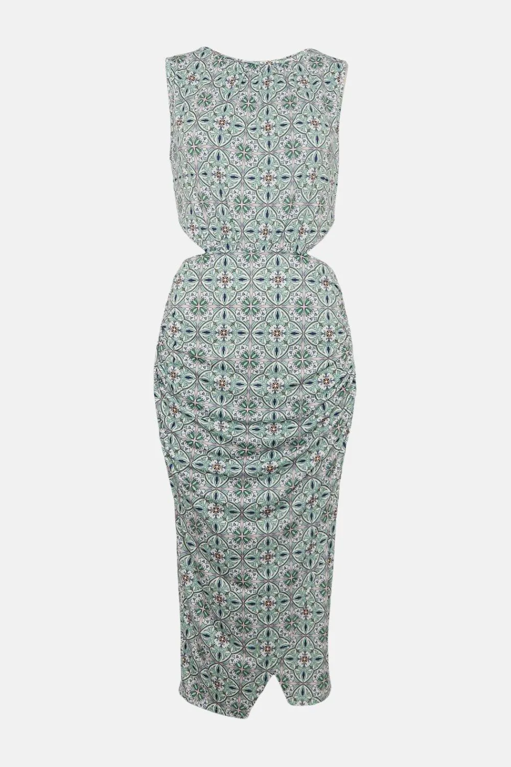 Fashion Oasis Slinky Geo Mock Wrap Cut Out Midi Dress Multi