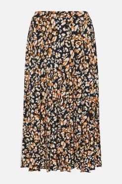 Outlet Oasis Slinky Jersey Animal Pleated Midi Skirt Black