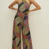 Clearance Oasis Slinky Jersey Animal Printed Halter Neck Jumpsuit Multi