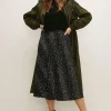 Outlet Oasis Slinky Jersey Ditsy Pleated Midi Skirt Black