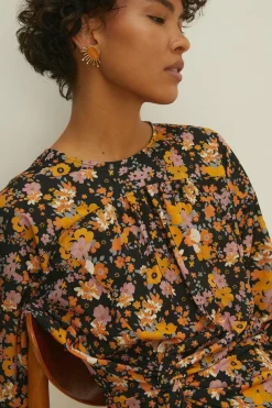 Fashion Oasis Slinky Jersey Floral Batwing Mini Dress Multi