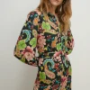 Clearance Oasis Slinky Jersey Floral Long Sleeve Shirred Cuff Midi Dress Multi
