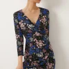 Outlet Oasis Slinky Jersey Floral Printed Wrap Ruched Mini Dress Multi
