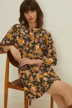 Online Oasis Slinky Jersey Floral Twist Front Mini Dress Multi